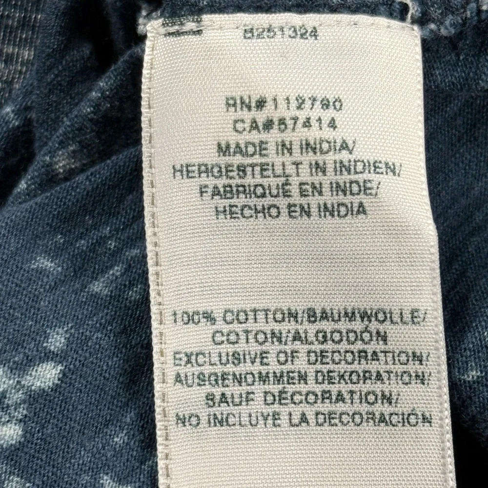 True Religion Mens Shirt Medium Embroidered Blue Gray Bleached Look